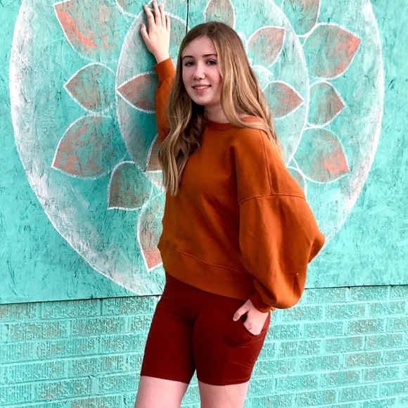 SALE! NEW! Rust Brick Red Spandex Bike Shorts - Picture 4 of 13